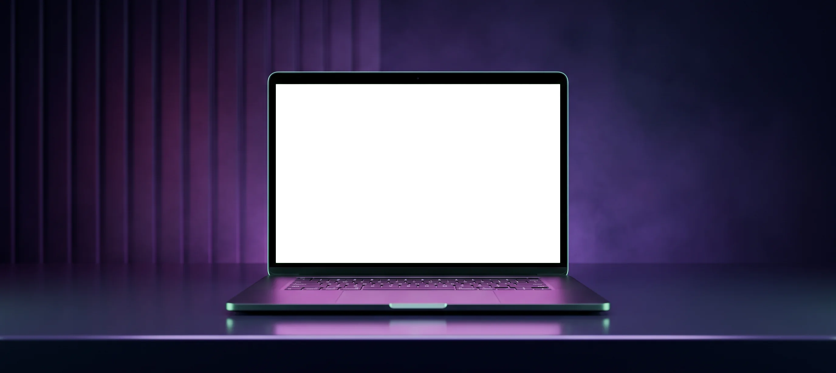 A laptop on a softly lit stage, its screen showing an AI agent operating apps on its own